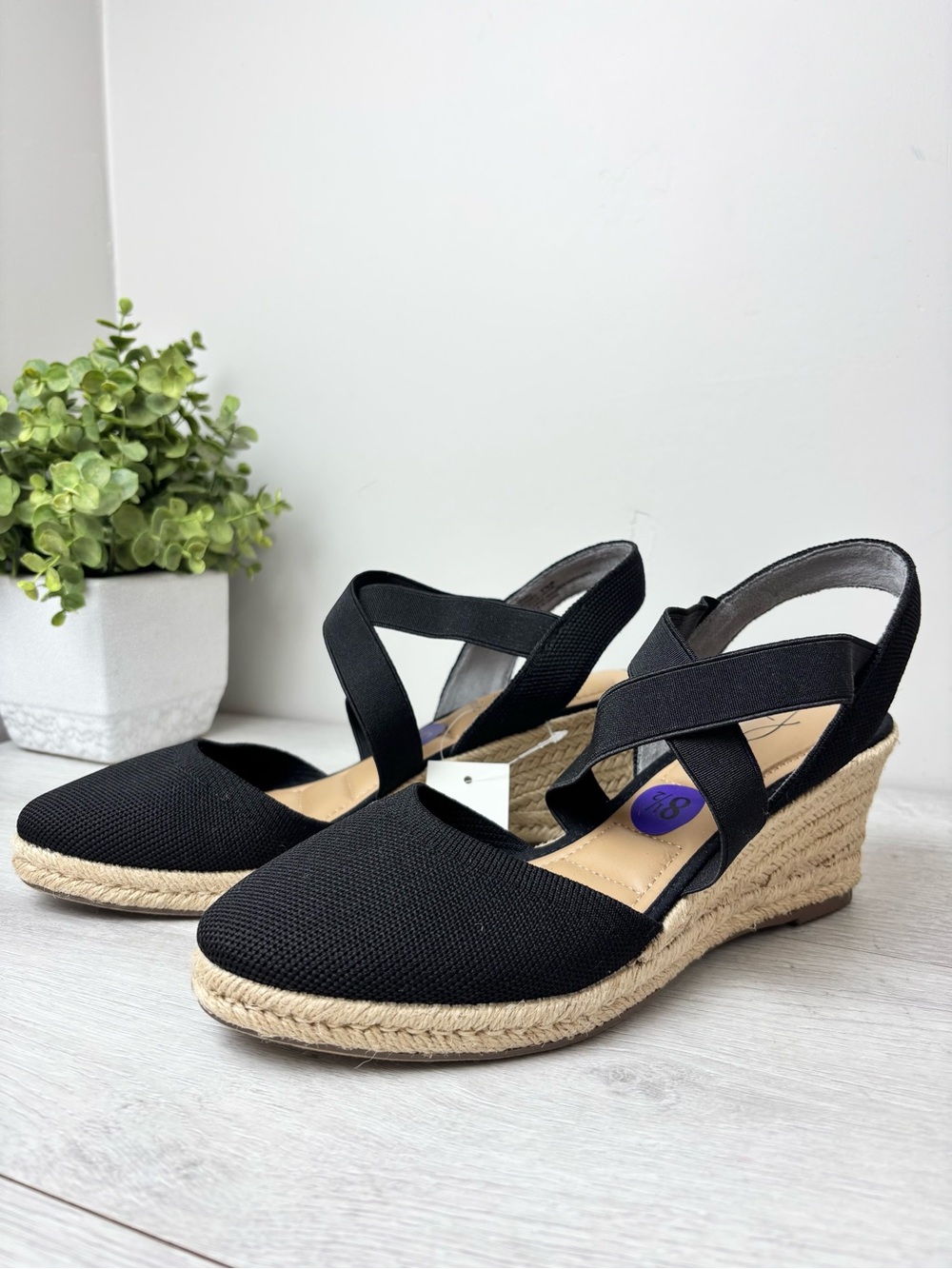 NWT Joie Black Espadrille Wedge Sandals Size 8.5 Memory Foam Comfort